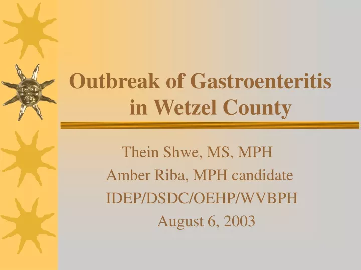 outbreak of gastroenteritis in wetzel county
