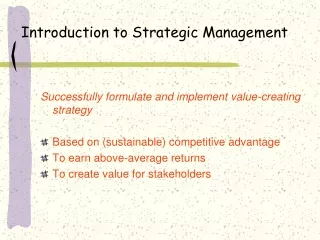 Introduction to Strategic Management