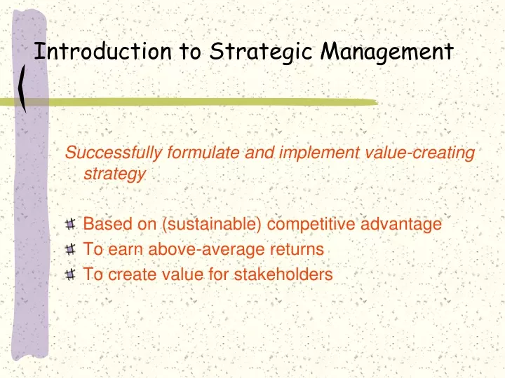 introduction to strategic management