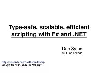 Type-safe, scalable, efficient scripting with F# and .NET