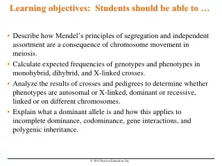 Learning objectives:  Students should be able to …