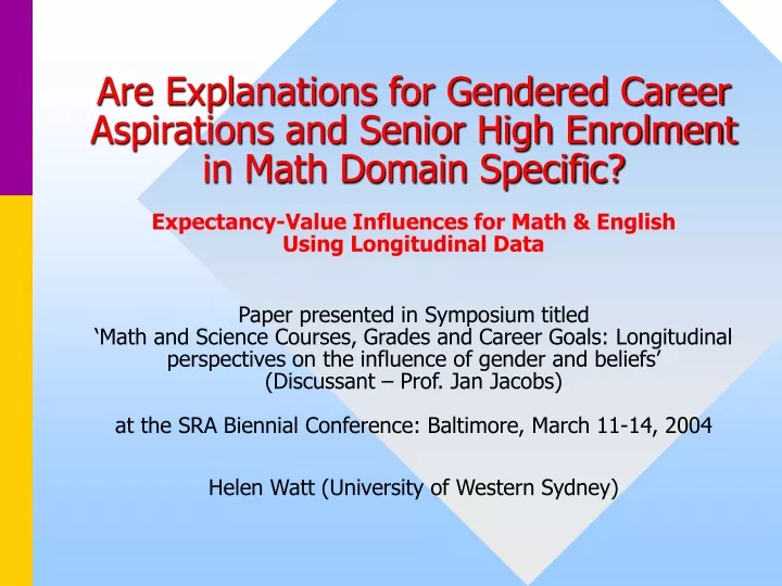 are explanations for gendered career aspirations