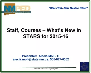 Staff, Courses – What’s New in STARS for 2015-16