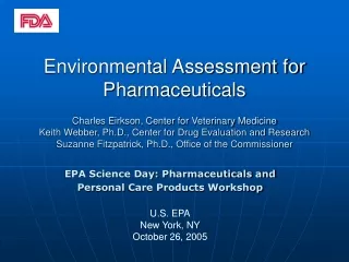 EPA Science Day: Pharmaceuticals and  Personal Care Products Workshop U.S. EPA New York, NY