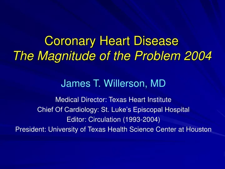 coronary heart disease the magnitude of the problem 2004