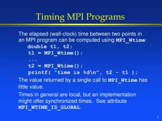 Timing MPI Programs