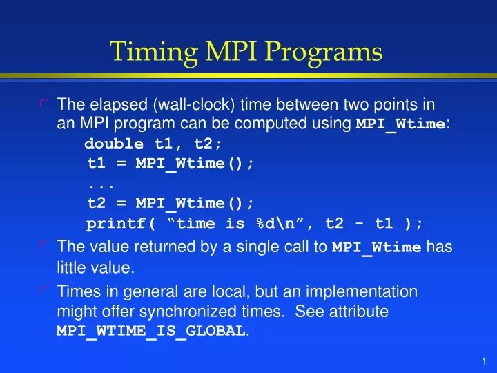 timing mpi programs