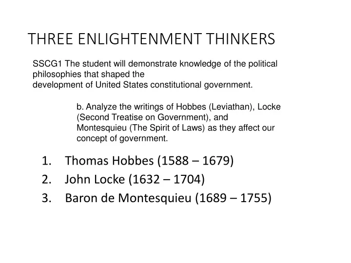 three enlightenment thinkers