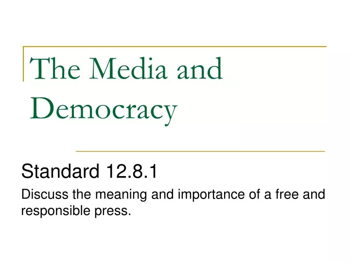 the media and democracy