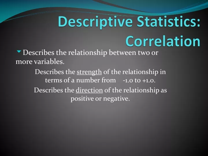 descriptive statistics correlation