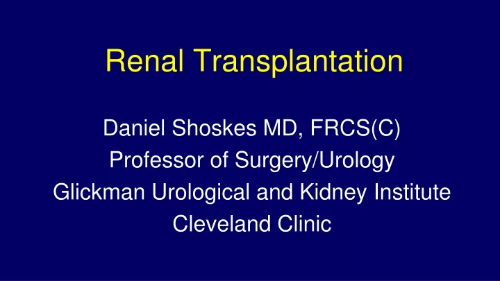 renal transplantation