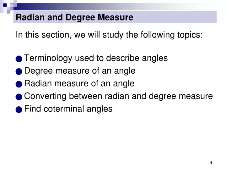 radian and degree measure