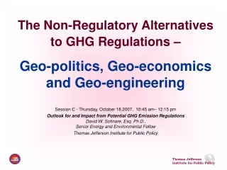 The Non-Regulatory Alternatives to GHG Regulations –