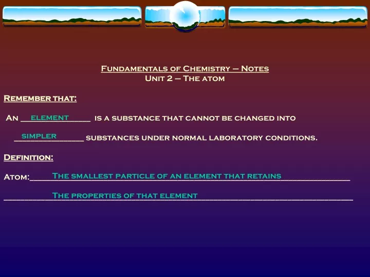 fundamentals of chemistry notes unit 2 the atom