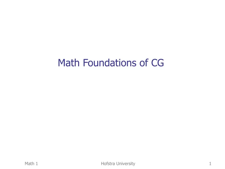 math foundations of cg