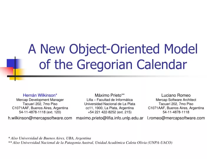 a new object oriented model of the gregorian calendar