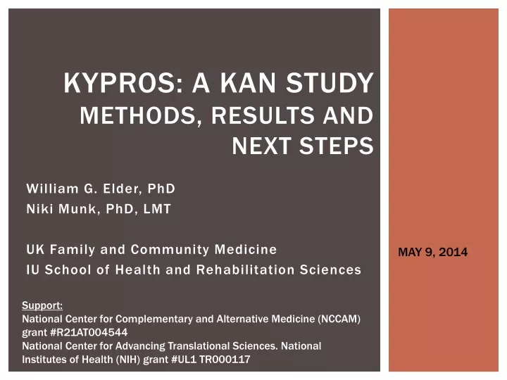 kypros a kan study methods results and next steps