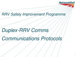 RRV Safety Improvement Programme Duplex-RRV Comms Communications Protocols