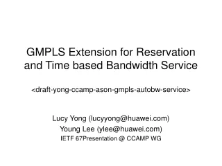 Lucy Yong (lucyyong@huawei) Young Lee (ylee@huawei) IETF 67Presentation @ CCAMP WG