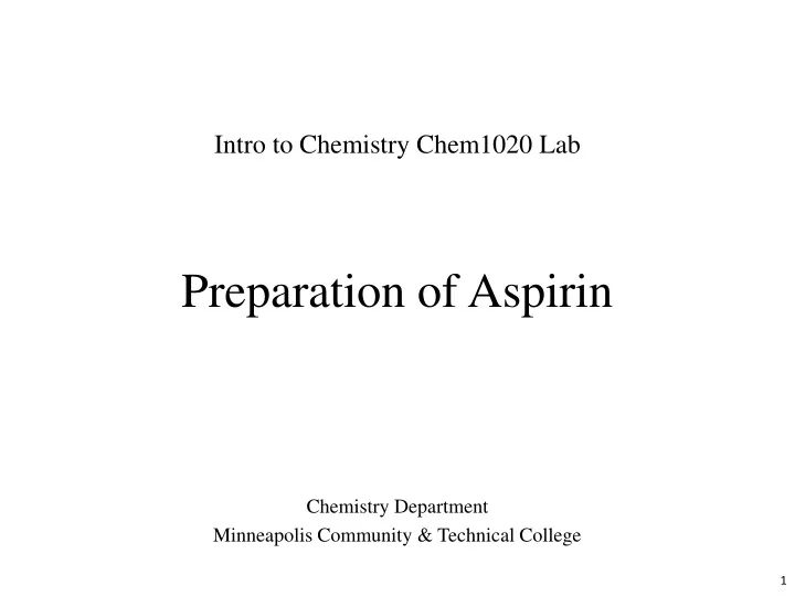 preparation of aspirin