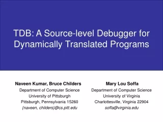 TDB: A Source-level Debugger for Dynamically Translated Programs
