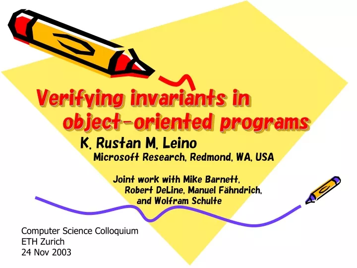 verifying invariants in object oriented programs