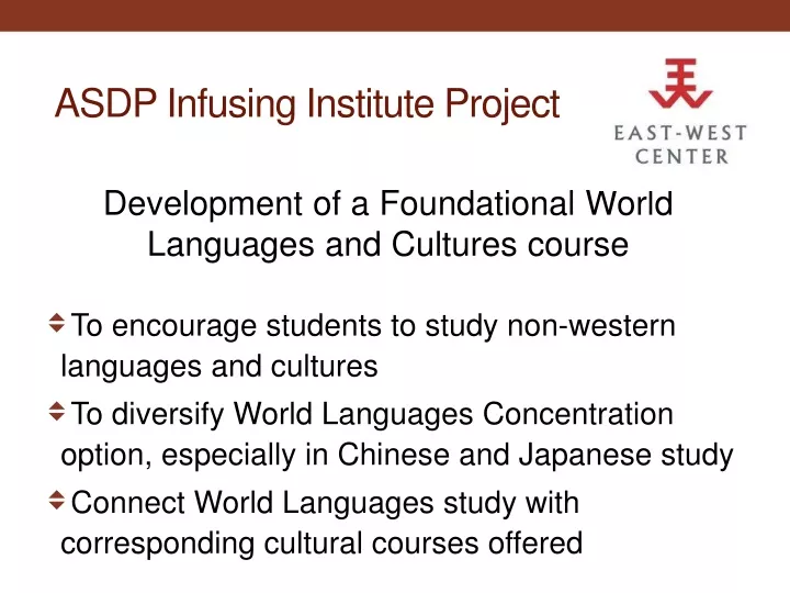 asdp infusing institute project