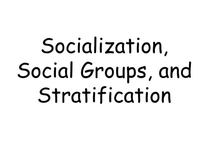 socialization social groups and stratification