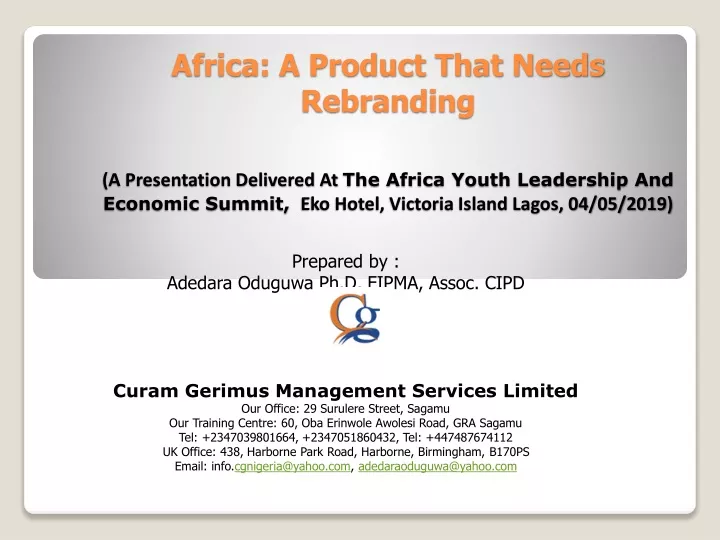 africa a product that needs rebranding