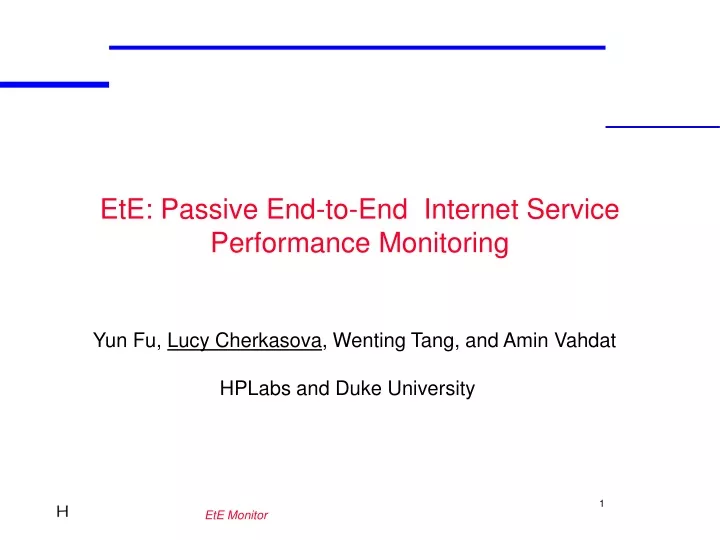ete passive end to end internet service performance monitoring