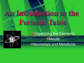 Organizing the Elements Metals Nonmetals and Metalloids
