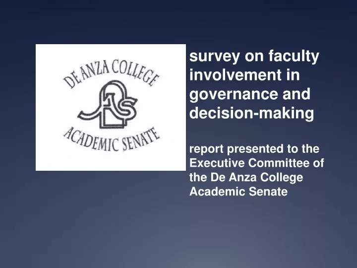 survey on faculty involvement in governance