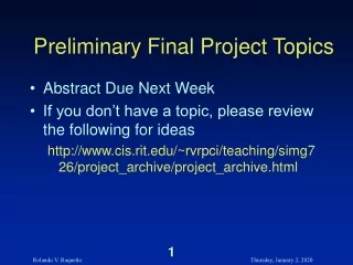 Preliminary Final Project Topics