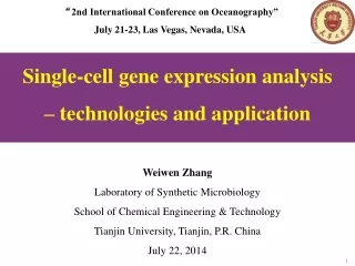 Single-cell gene expression analysis – technologies and application Weiwen Zhang