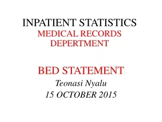 INPATIENT STATISTICS MEDICAL RECORDS DEPERTMENT