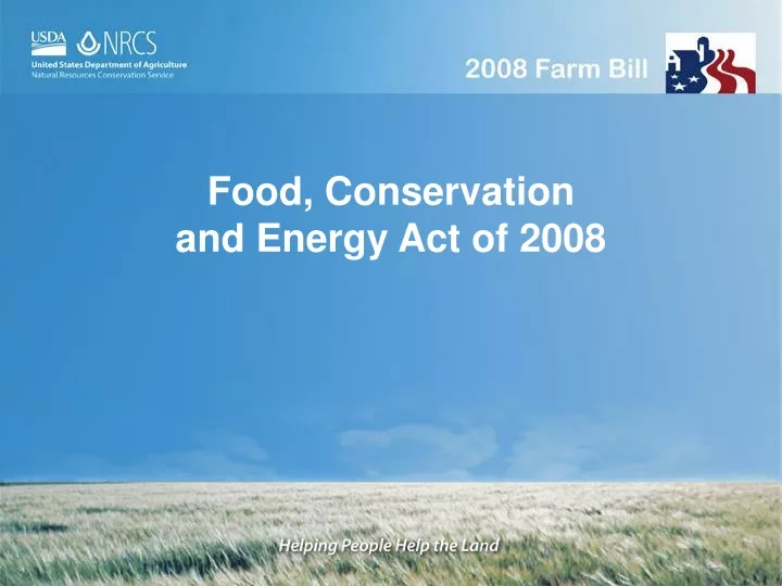 food conservation and energy act of 2008
