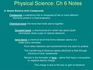 Physical Science: Ch 6 Notes