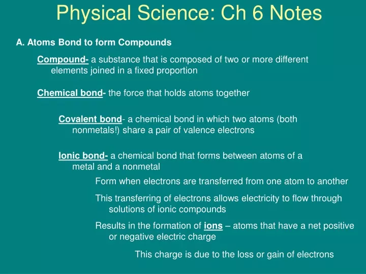 physical science ch 6 notes