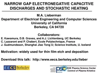 NARROW GAP ELECTRONEGATIVE CAPACITIVE DISCHARGES AND STOCHASTIC HEATING