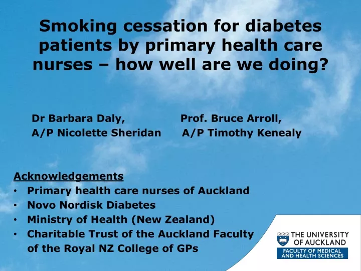 smoking cessation for diabetes patients by primary health care nurses how well are we doing