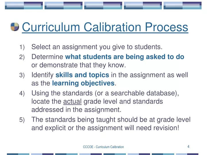 curriculum calibration process