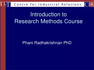 Introduction to  Research Methods Course