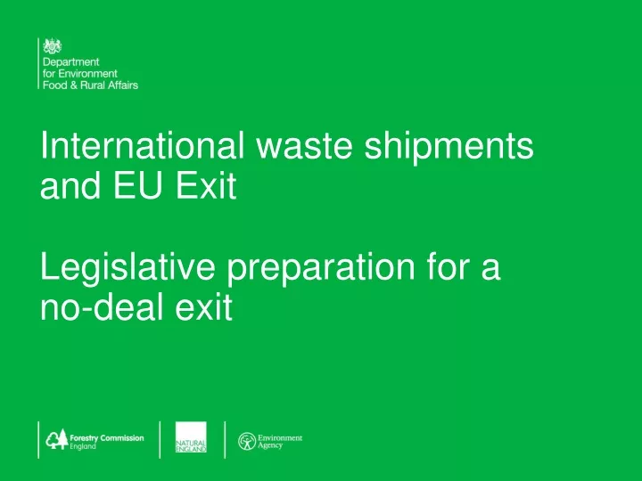 international waste shipments and eu exit legislative preparation for a no deal exit