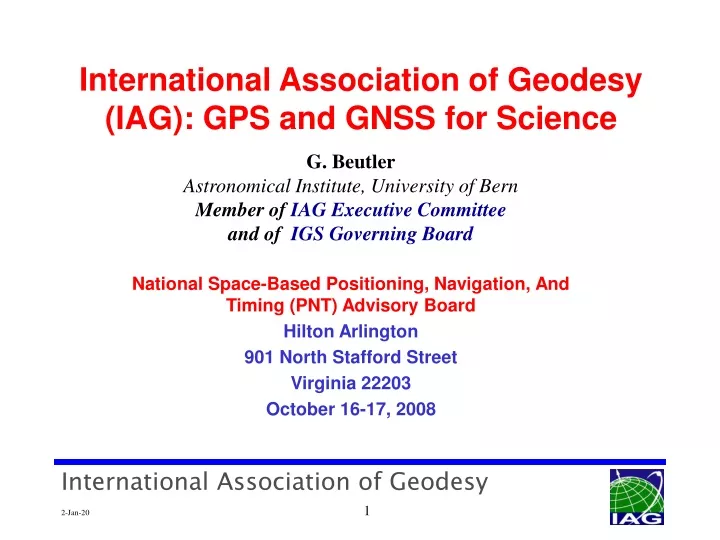 international association of geodesy iag gps and gnss for science