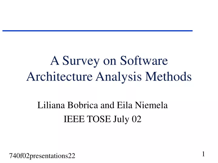 a survey on software architecture analysis methods