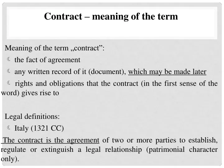 contract meaning of the term