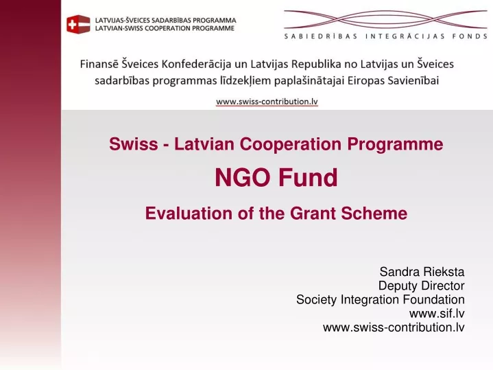 swiss latvian cooperation programme ngo fund evaluation of the grant scheme
