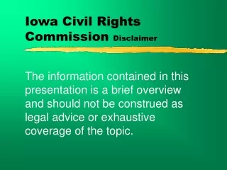 Iowa Civil Rights Commission  Disclaimer