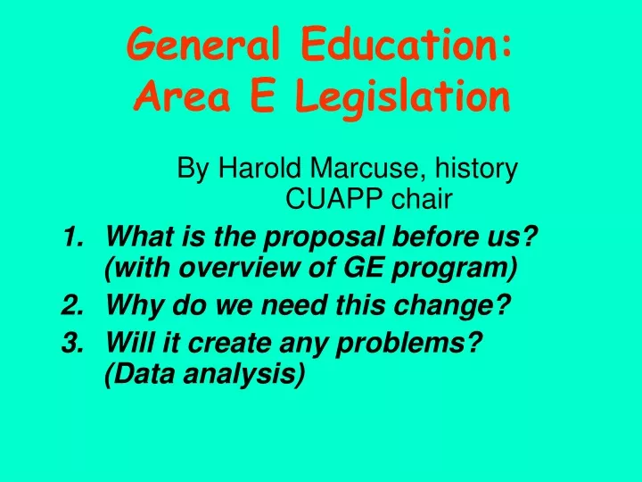 general education area e legislation