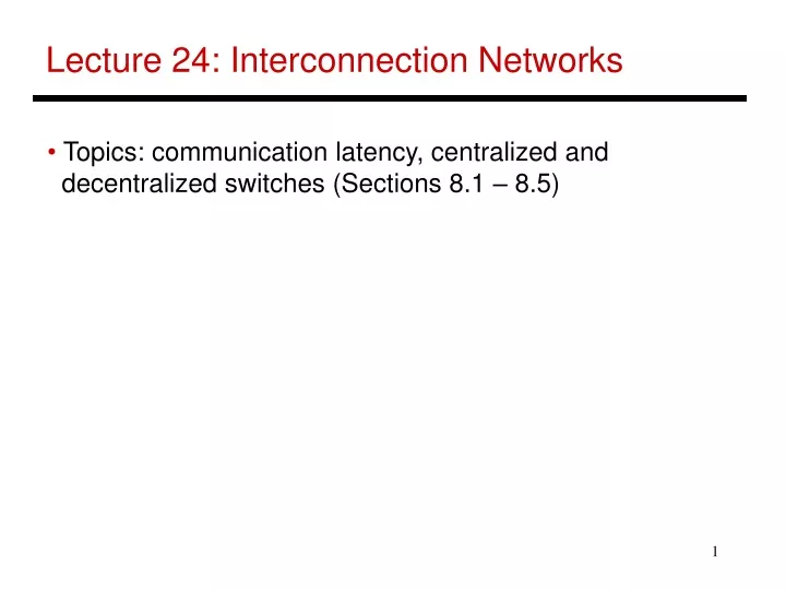 lecture 24 interconnection networks